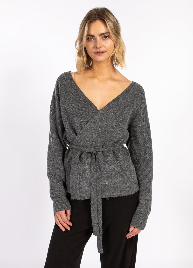 CC Heart CC HEART EMMA WRAP STRIKCARDIGAN Knitwear Dark grey melange - 172
