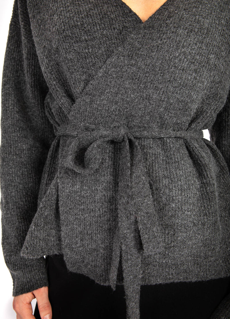 CC Heart CC HEART EMMA WRAP STRIKCARDIGAN Knitwear Dark grey melange - 172