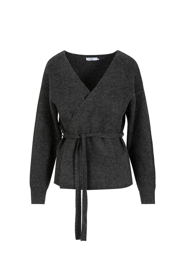 CC Heart CC HEART EMMA WRAP STRIKCARDIGAN Knitwear Dark grey melange - 172
