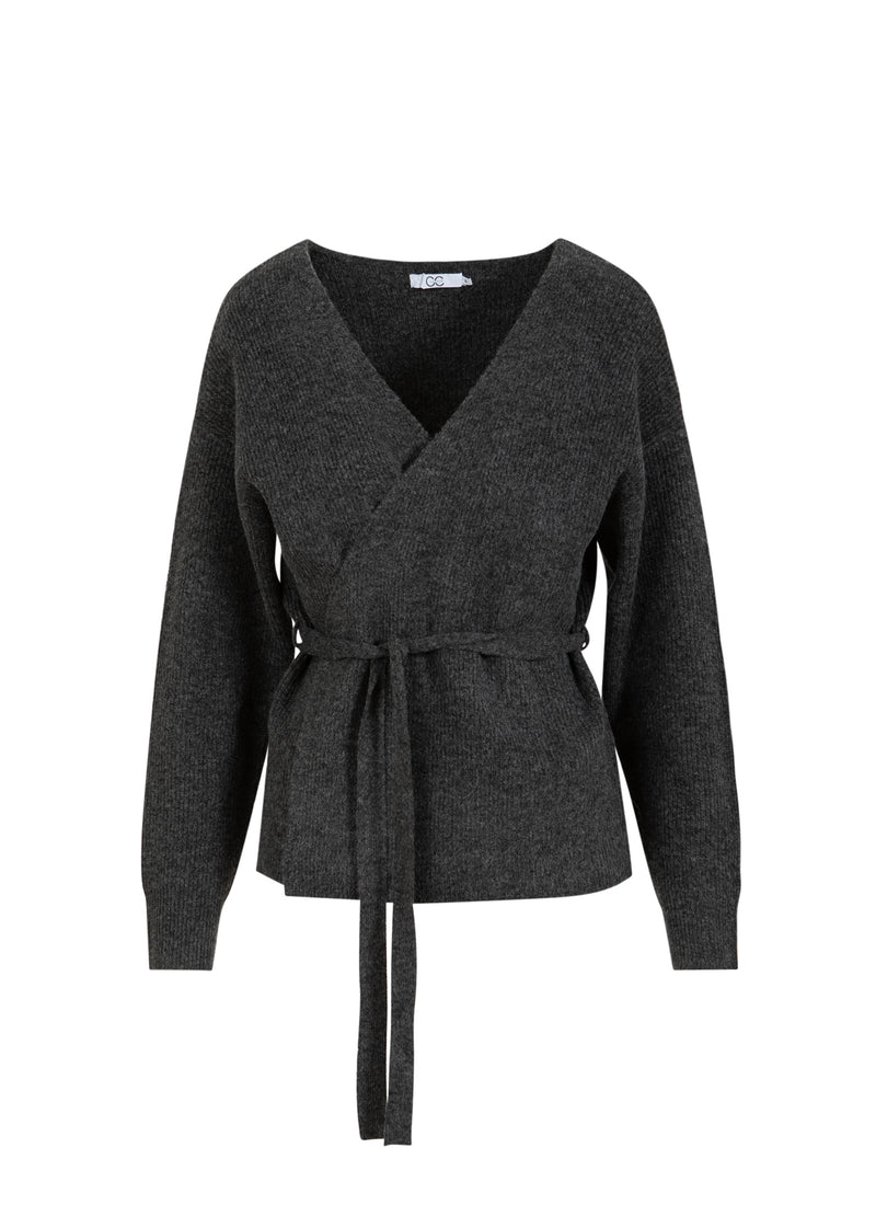 CC Heart CC HEART EMMA WRAP STRIKCARDIGAN Knitwear Dark grey melange - 172