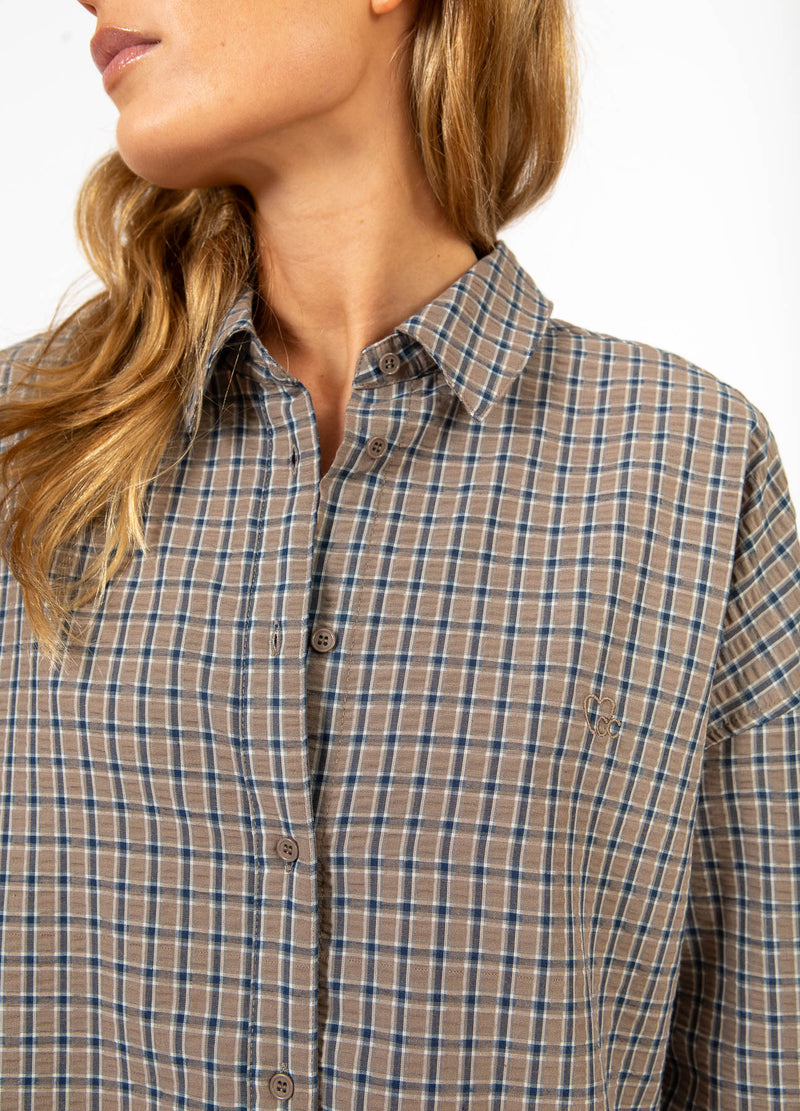 CC Heart CC HEART GEMMA TERNET LØS SKJORTE Shirt/Blouse Brown check - 371