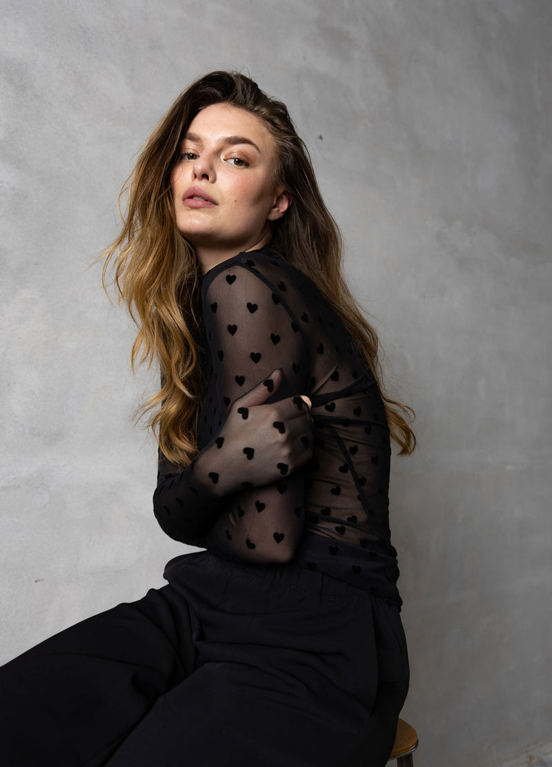 CC Heart CC HEART GENNEMSIGTIG TOP Shirt/Blouse Black glitter heart - 100