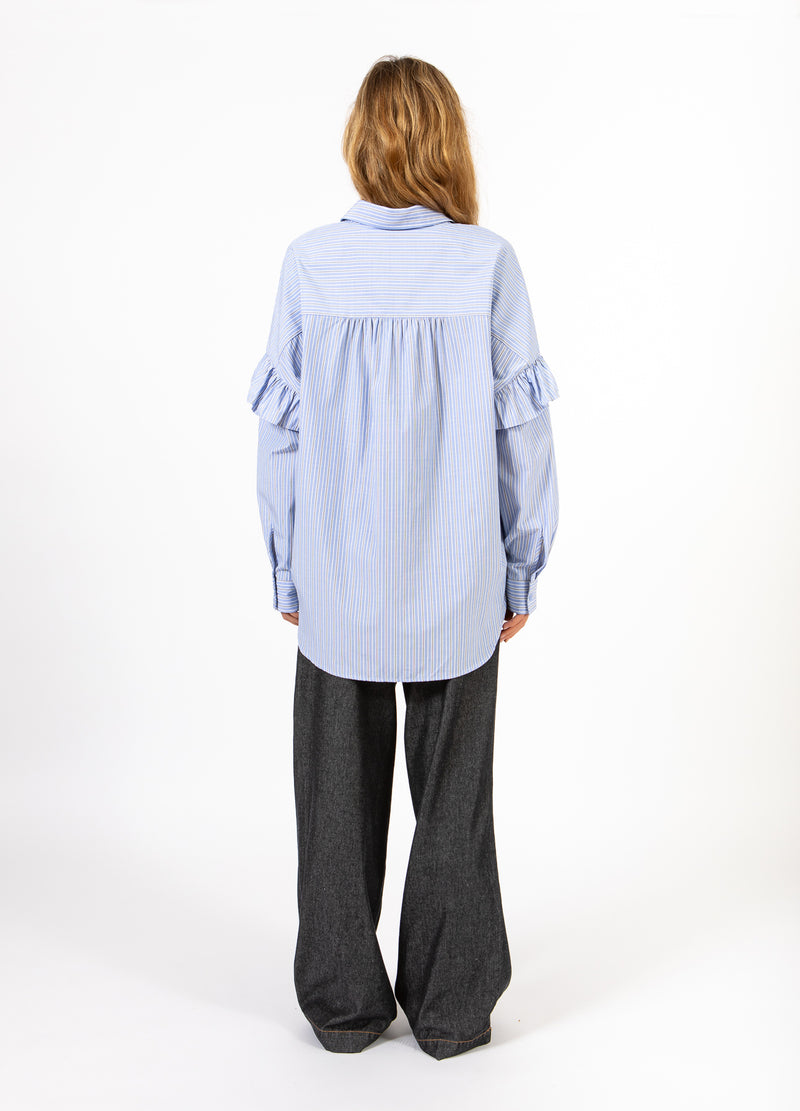 CC Heart CC HEART GIA STRIBET RYNKE-SKJORTE Shirt/Blouse Blue stripes - 595
