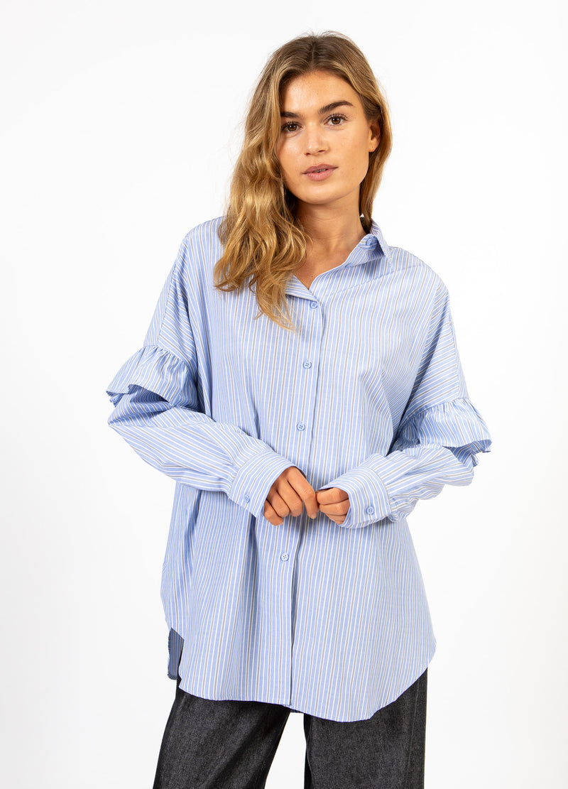 CC Heart CC HEART GIA STRIBET RYNKE-SKJORTE Shirt/Blouse Blue stripes - 595