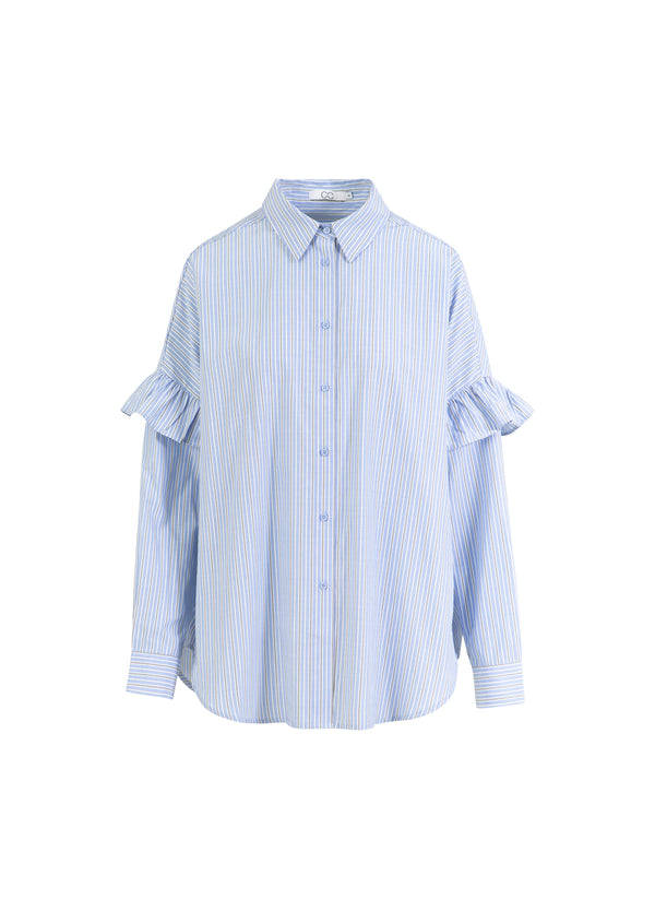 CC Heart CC HEART GIA STRIBET RYNKE-SKJORTE Shirt/Blouse Blue stripes - 595