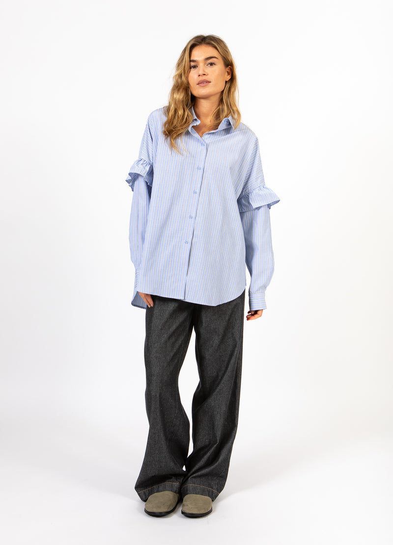 CC Heart CC HEART GIA STRIBET RYNKE-SKJORTE Shirt/Blouse Blue stripes - 595