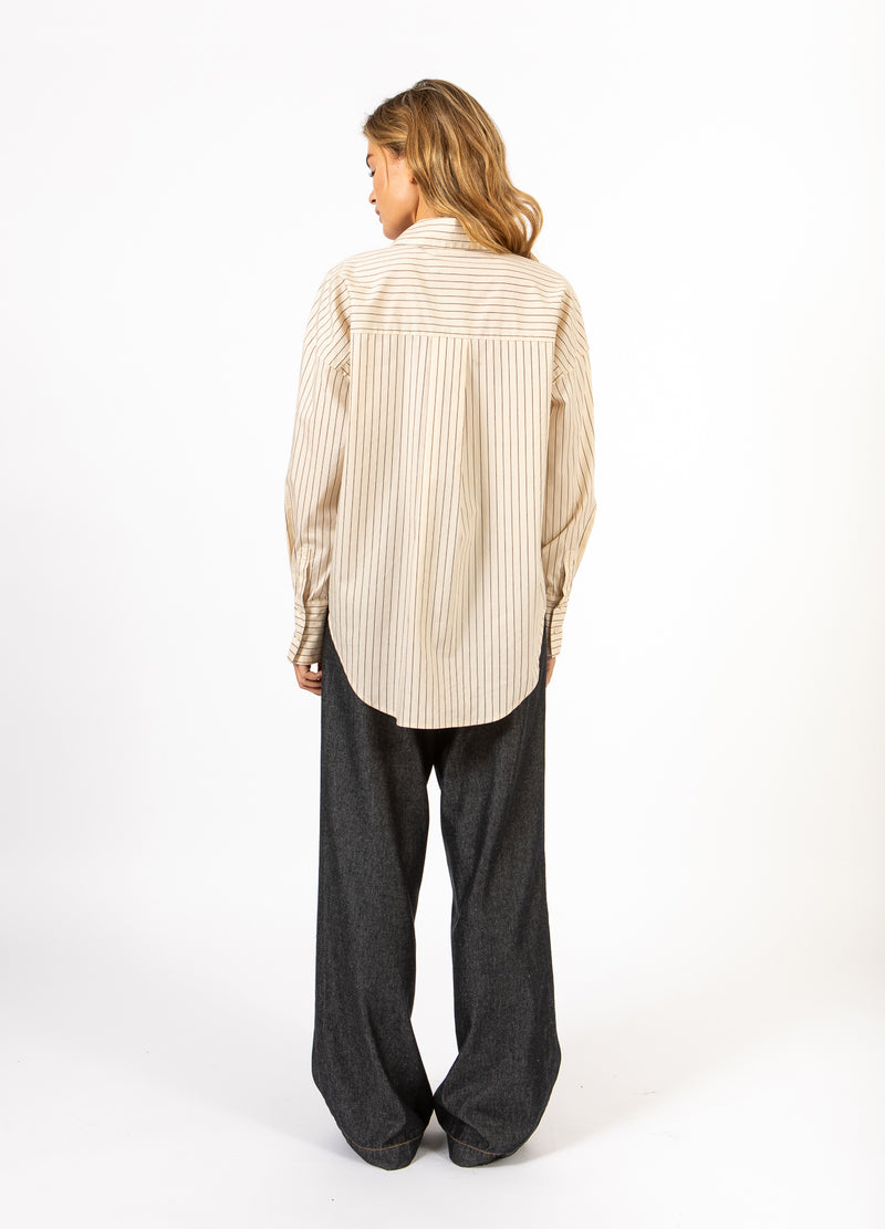 CC Heart CC HEART GRACIE STRIBET LØS SKJORTE Shirt/Blouse Creme stripes - 285