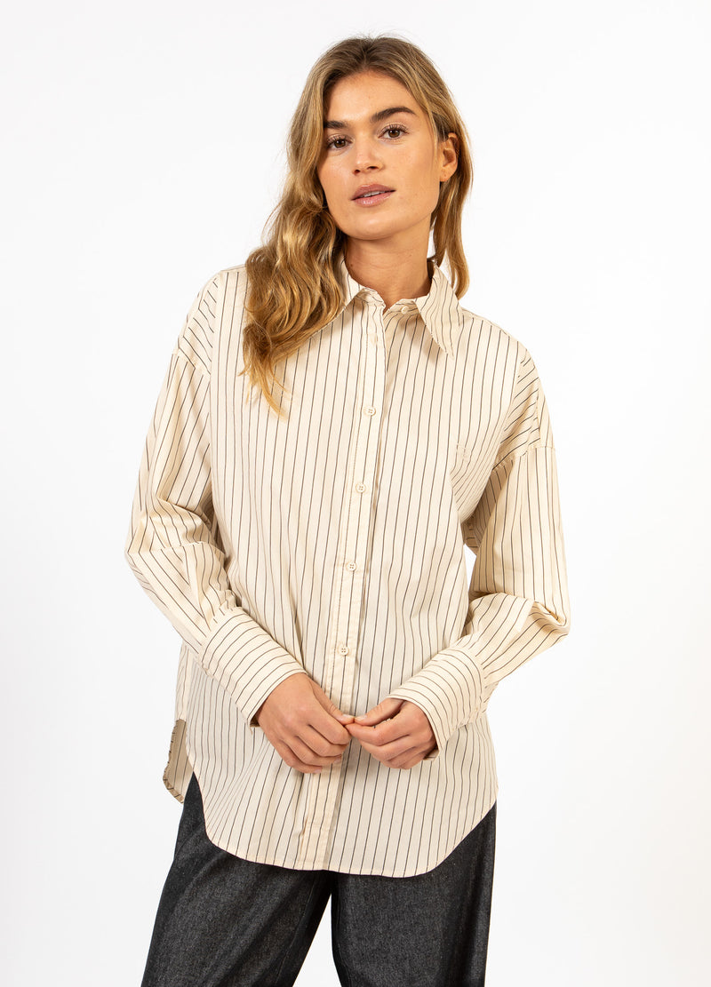 CC Heart CC HEART GRACIE STRIBET LØS SKJORTE Shirt/Blouse Creme stripes - 285