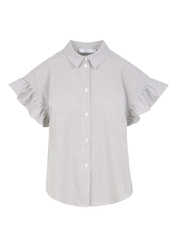 CC Heart CC HEART GWEN FLÆSE KORTÆRMET SKJORTE Shirt/Blouse Black stripe - 107