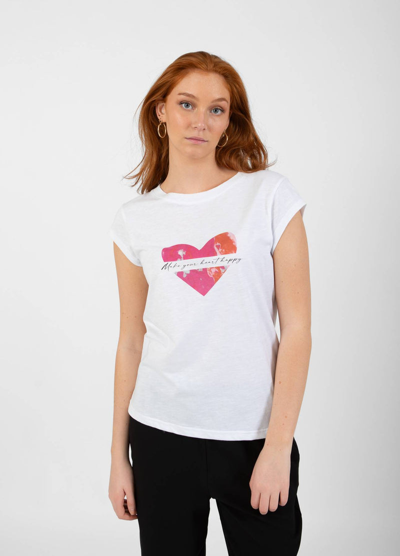 CC Heart CC HEART HAPPY T-SHIRT T-Shirt White - 200 (Pink print)