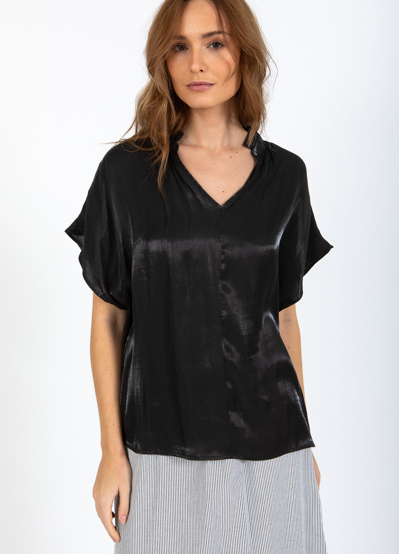 CC Heart CC HEART JOLIE METALLIC TOP MED RYNKER Shirt/Blouse Black - 100
