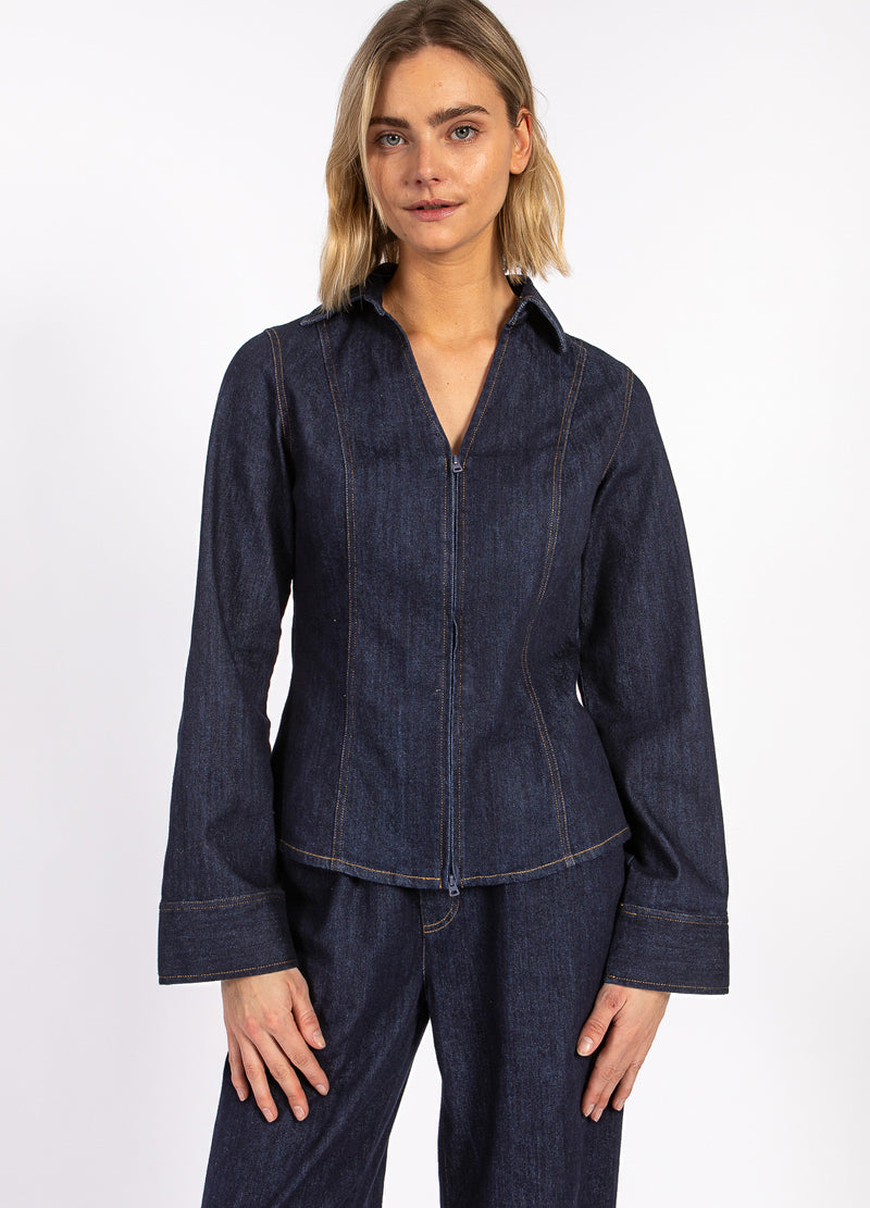 CC Heart CC HEART KALANI DENIM LYNLÅS SKJORTE Shirt/Blouse Dark denim blue - 587