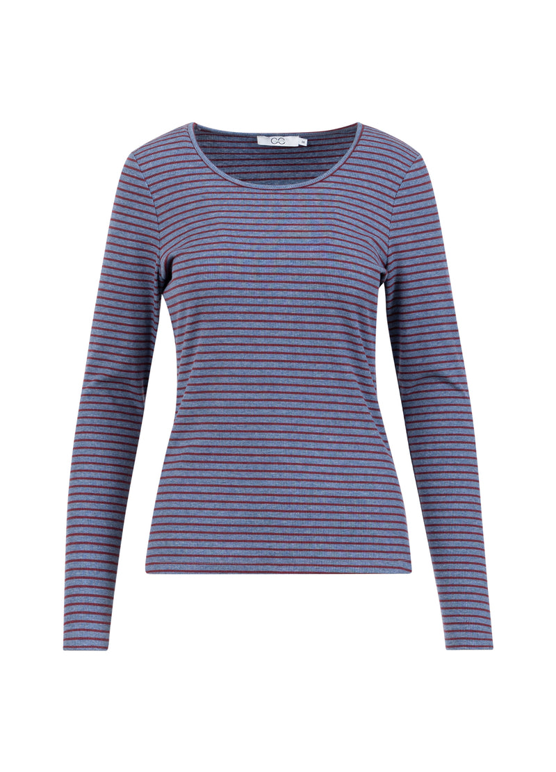 CC Heart CC HEART KAROLINE RIB TEE Shirt/Blouse Blue melange/bordeaux stripe - 514