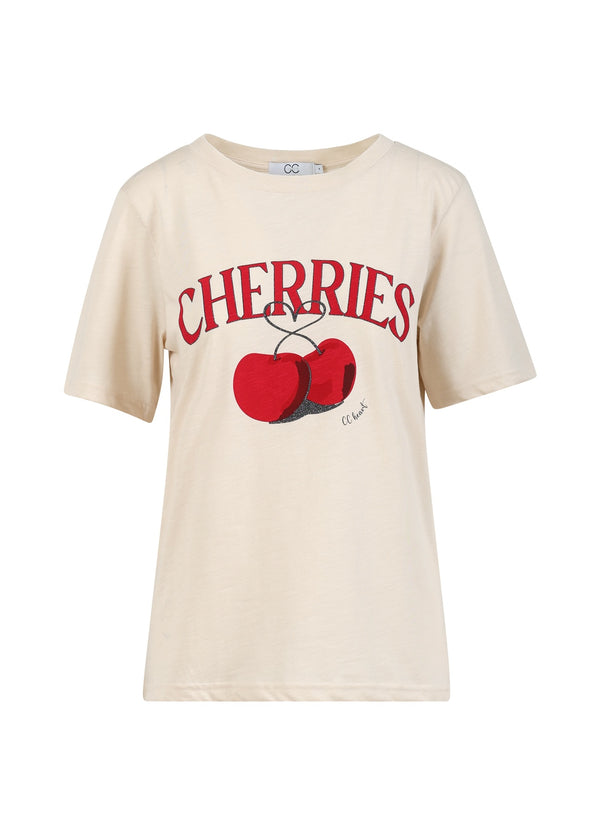 CC Heart CC HEART KIRSEBÆR T-SHIRT - MIDI ÆRME T-Shirt Creme - 241