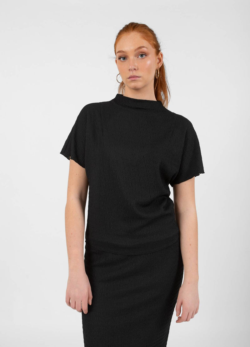 CC Heart CC HEART KORA DRAPERET HALS BLUSE Shirt/Blouse Black - 100