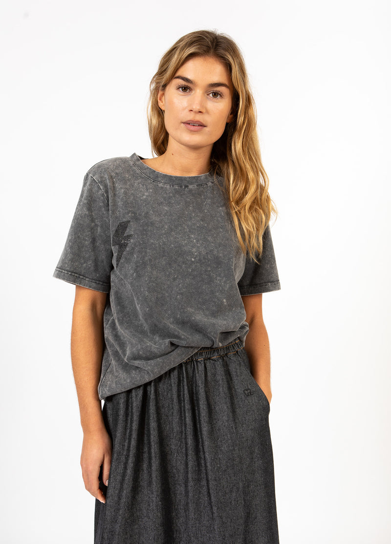CC Heart CC HEART LIGHTNING TEE - MIDI ÆRME T-Shirt Washed grey - 180