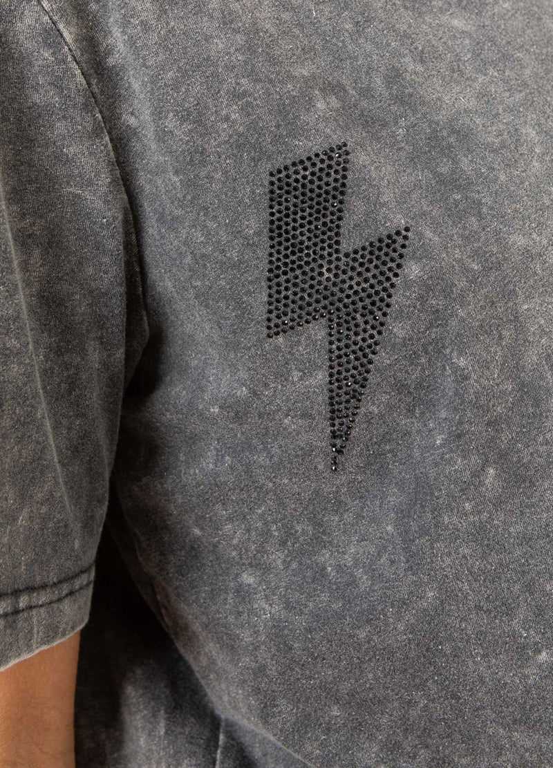 CC Heart CC HEART LIGHTNING TEE - MIDI ÆRME T-Shirt Washed grey - 180