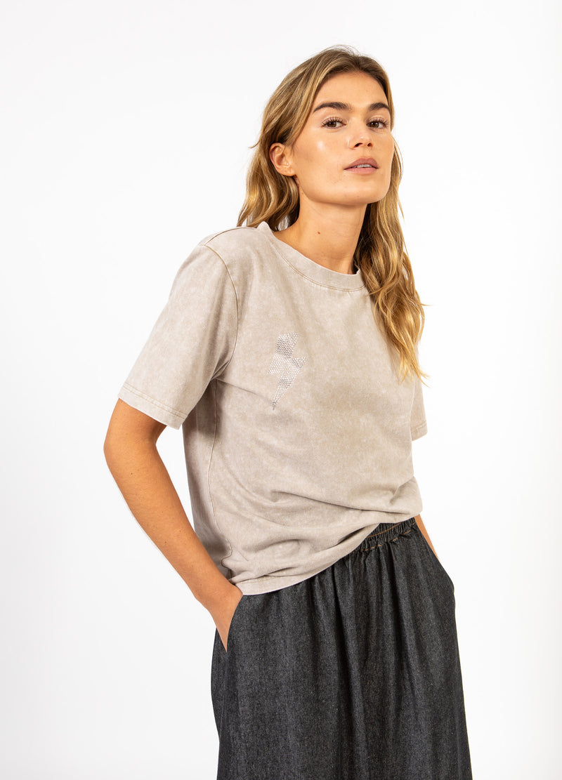 CC Heart CC HEART LIGHTNING TEE - MIDI ÆRME T-Shirt Washed sand - 365