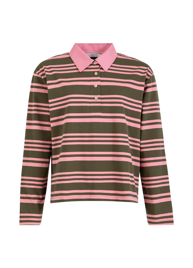 CC Heart CC HEART POLOSKJORT MED LANGERMÆR Shirt/Blouse Army/pink stripe - 461