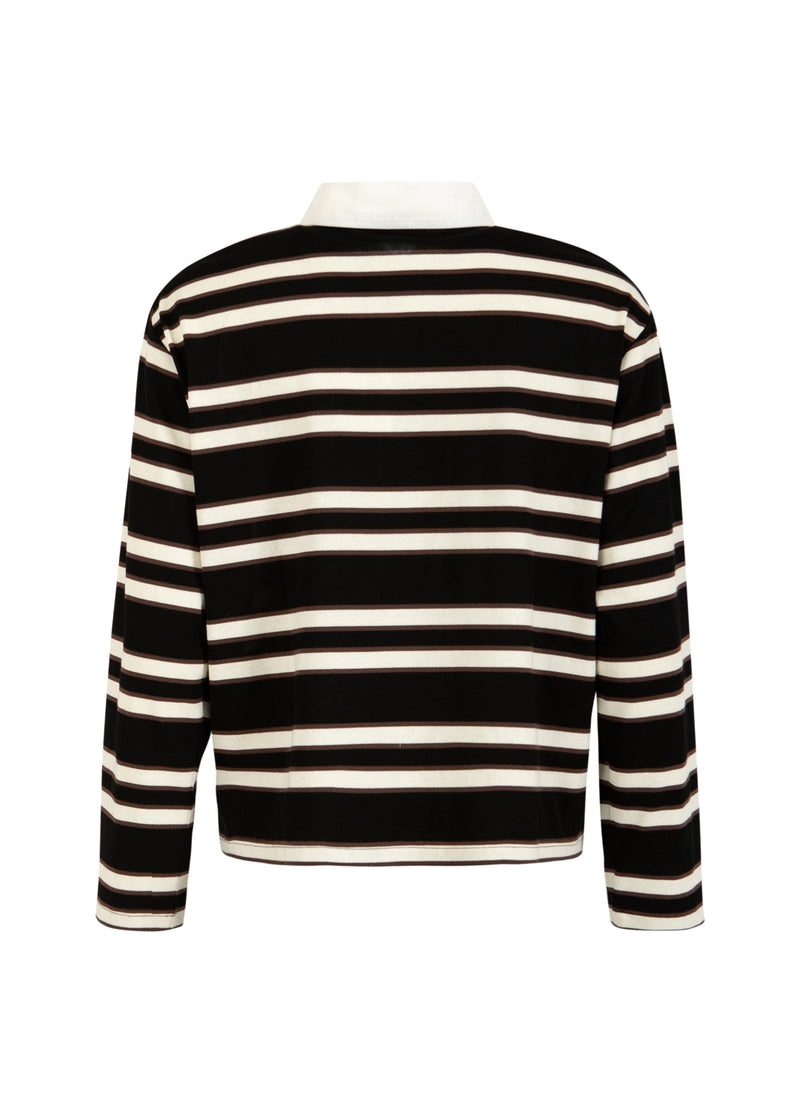 CC Heart CC HEART POLOSKJORT MED LANGERMÆR Shirt/Blouse Black/creme stripe - 190