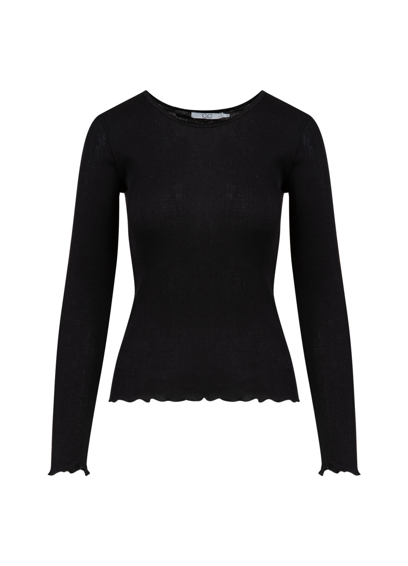 CC Heart CC HEART POPPY SILKE RIB BLUSE Shirt/Blouse Black - 100
