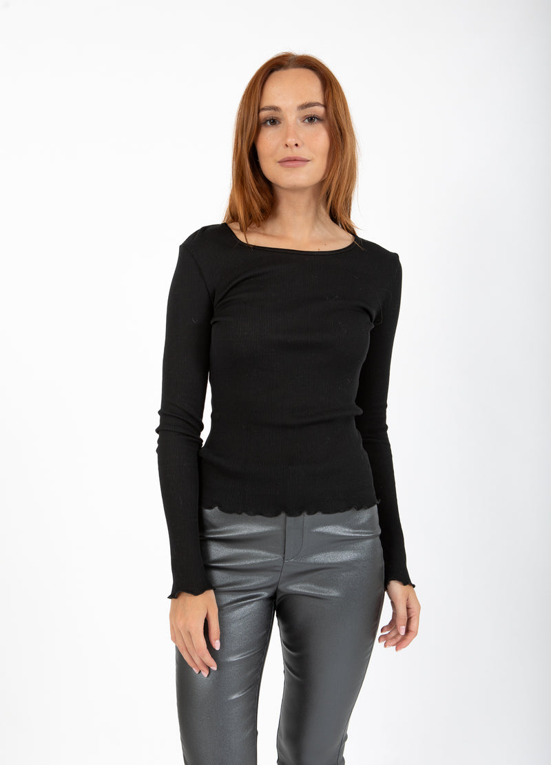 CC Heart CC HEART POPPY SILKE RIB BLUSE Shirt/Blouse Black - 100
