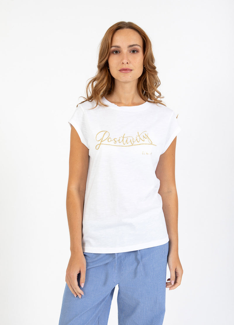 CC Heart CC HEART POSITIVITY T-SHIRT - KORTÆRME T-Shirt White/gold - 200
