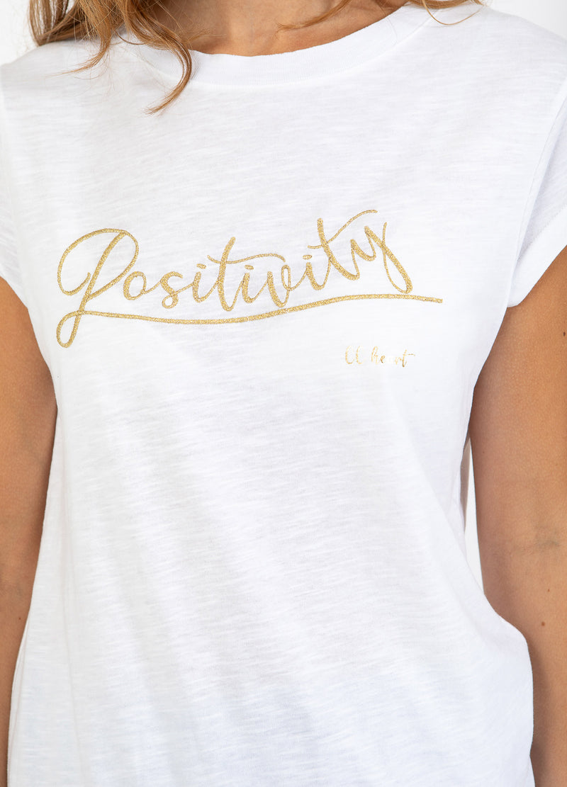 CC Heart CC HEART POSITIVITY T-SHIRT - KORTÆRME T-Shirt White/gold - 200