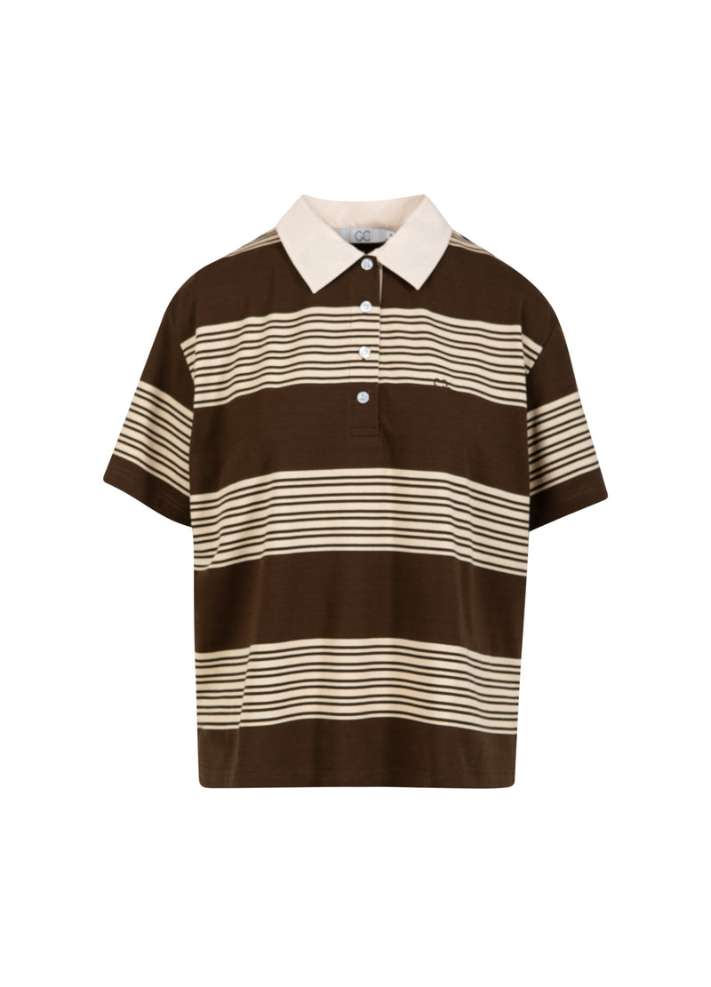CC Heart CC HEART RUTH POLOTRØJE KORTÆRMET Shirt/Blouse Brown stripe - 344