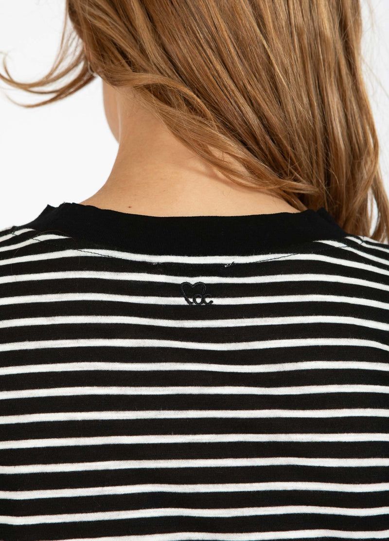 CC Heart CC HEART SILLA STRIBET KORTÆRMET T-SHIRT T-Shirt Black/off white stripes - 105