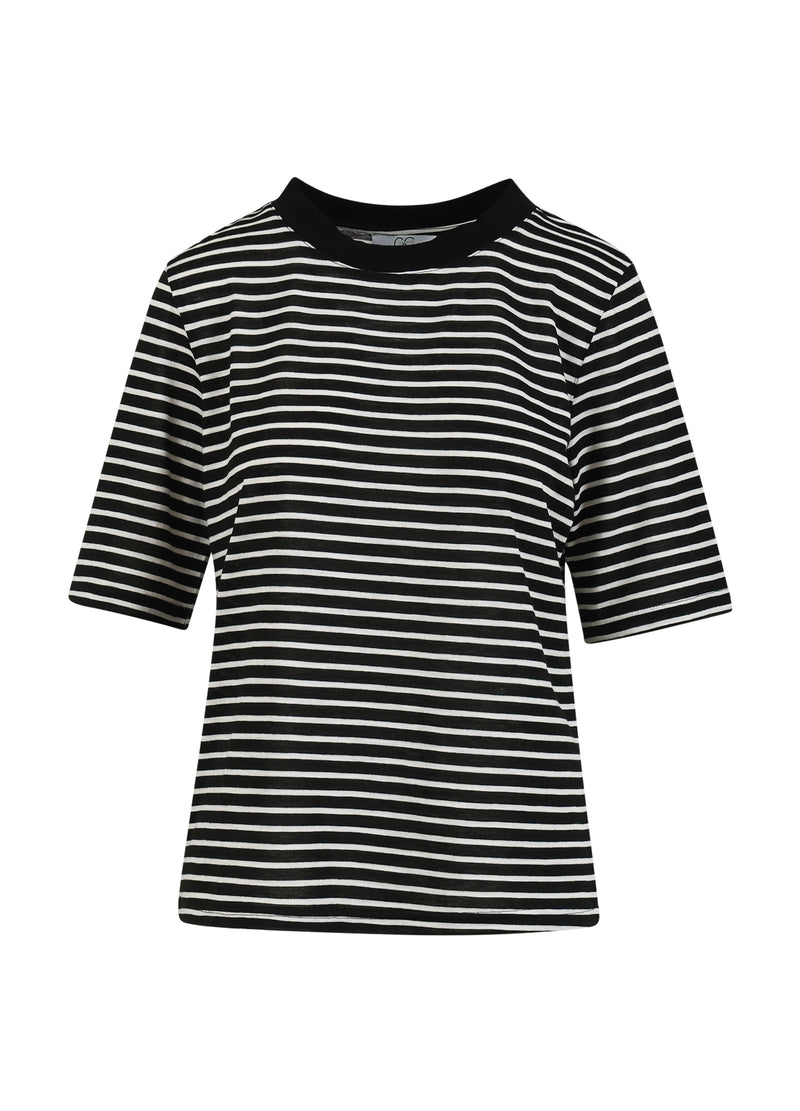 CC Heart CC HEART SILLA STRIBET KORTÆRMET T-SHIRT T-Shirt Black/off white stripes - 105