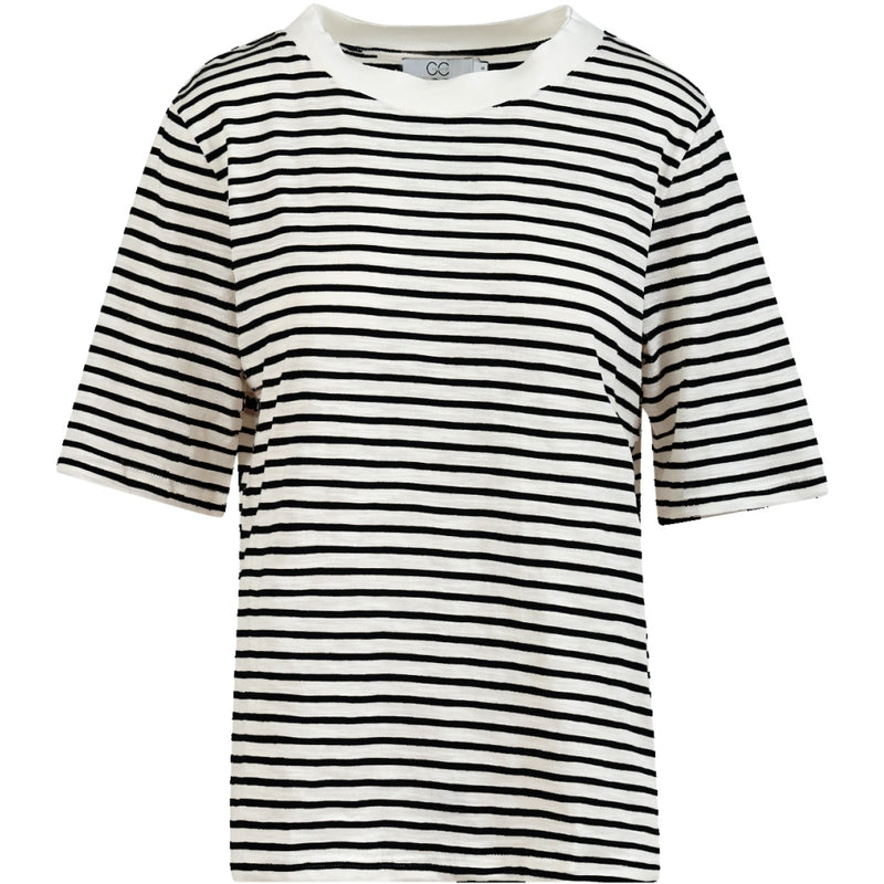 CC Heart CC HEART SILLA STRIBET KORTÆRMET T-SHIRT T-Shirt Off white/navy stipes - 258