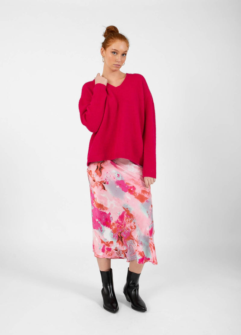 CC Heart CC HEART SKYLER MEDI NEDERDEL MED PRINT Skirt Red/pink flower - 661