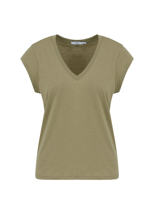 CC Heart CC HEART V-HALS T-SHIRT T-Shirt Dusty olive - 479