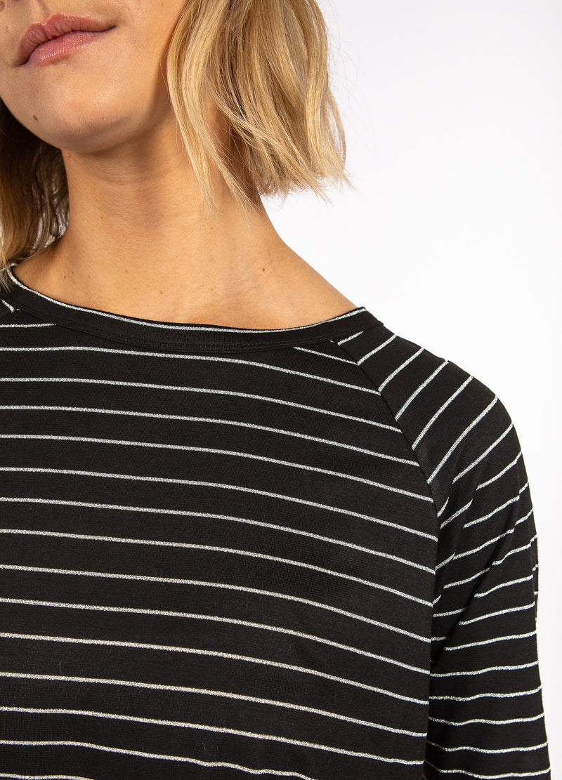 CC Heart CC HEART VALERIE STRIBET LANGÆRMET TEE T-Shirt Black lurex stripe - 100