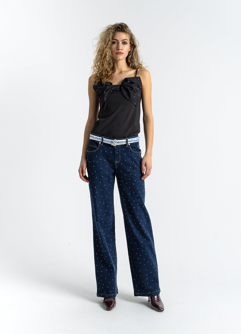 Coster Copenhagen DENIMBUKSER MED NITTER - PETRA PASFORM Pants Eclipse blue - 555