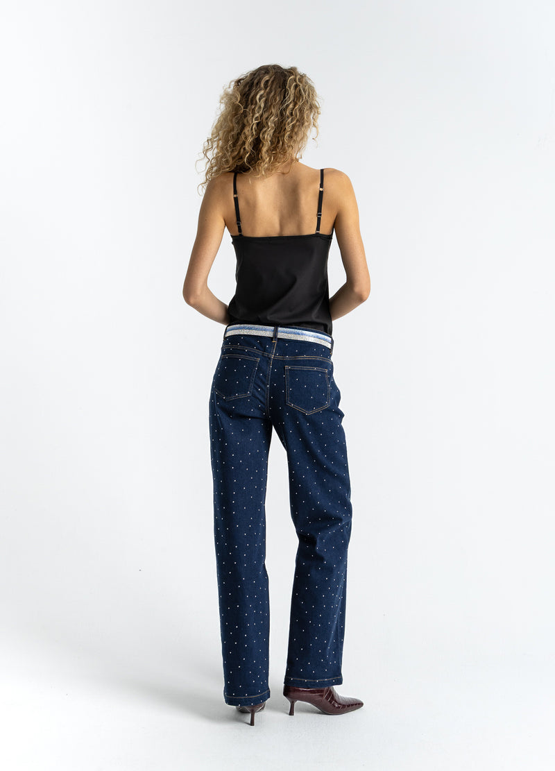 Coster Copenhagen DENIMBUKSER MED NITTER - PETRA PASFORM Pants Eclipse blue - 555