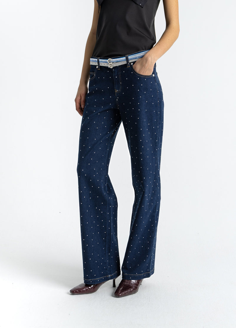 Coster Copenhagen DENIMBUKSER MED NITTER - PETRA PASFORM Pants Eclipse blue - 555