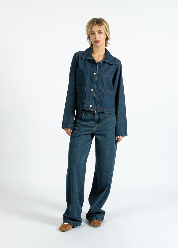 Coster Copenhagen DENIM BUKSER - PETRA PASFORM Pants Dark Blue Denim - 571