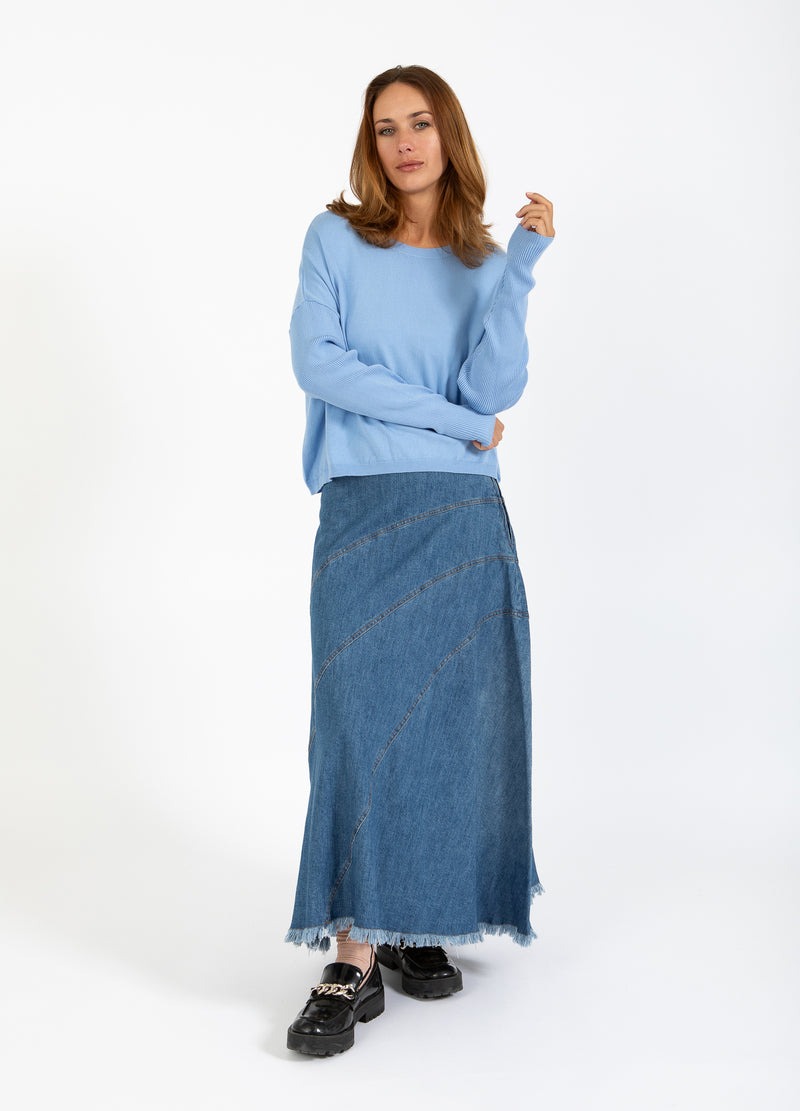 Coster Copenhagen DENIM NEDERDEL Skirt Denim blue - 550