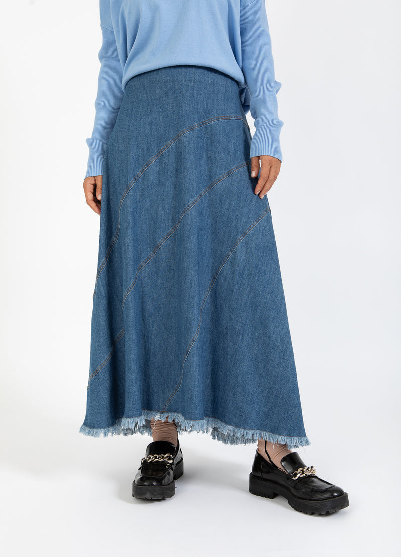 Coster Copenhagen DENIM NEDERDEL Skirt Denim blue - 550