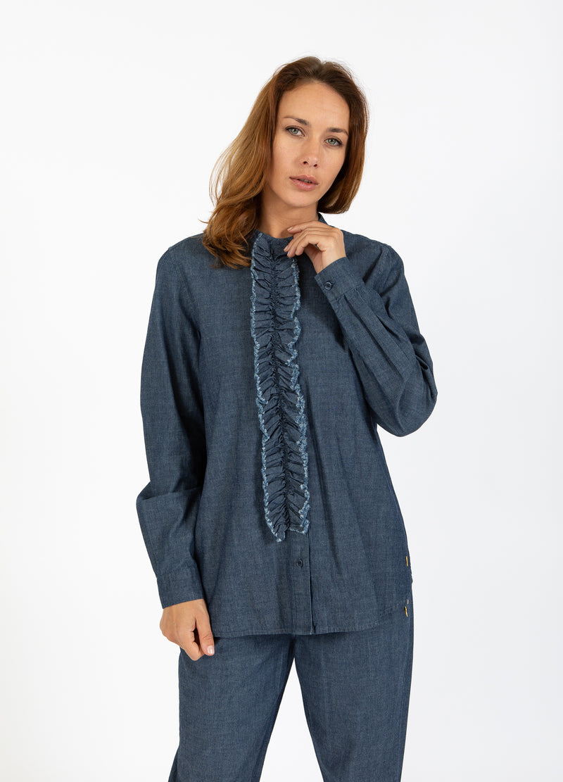 Coster Copenhagen DENIM SKJORTE MED FLÆSER Shirt/Blouse Medium blue denim - 545