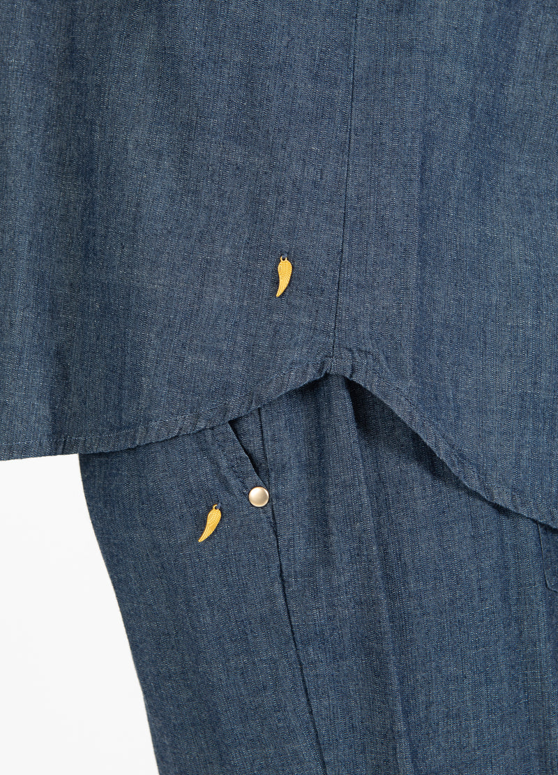 Coster Copenhagen DENIM SKJORTE MED FLÆSER Shirt/Blouse Medium blue denim - 545