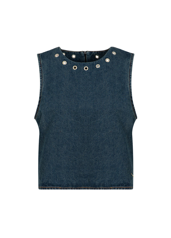 Coster Copenhagen DENIM TOP MED METALRINGE Shirt/Blouse Dark Blue Denim - 571
