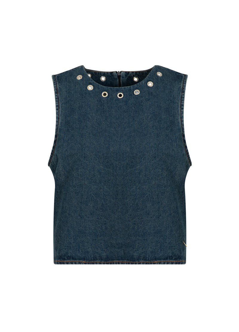 Coster Copenhagen DENIM TOP MED METALRINGE Shirt/Blouse Dark Blue Denim - 571