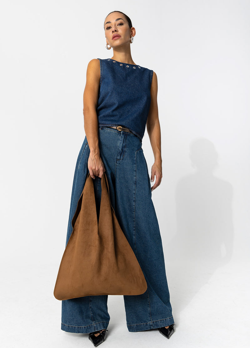 Coster Copenhagen DENIM TOP MED METALRINGE Shirt/Blouse Dark Blue Denim - 571