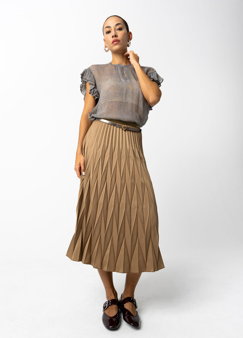 Coster Copenhagen DIAMANT PLISSERET NEDERDEL Skirt Taupe sand - 393