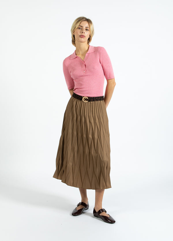 Coster Copenhagen DIAMANT PLISSERET NEDERDEL Skirt Taupe sand - 393