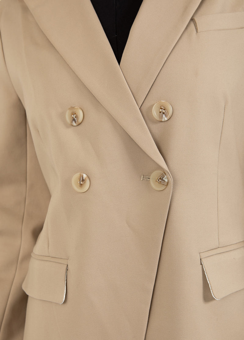 Coster Copenhagen DOBBELTRADET BLAZER MED PRAKTISKE DETALJER Blazer Desert sand - 329