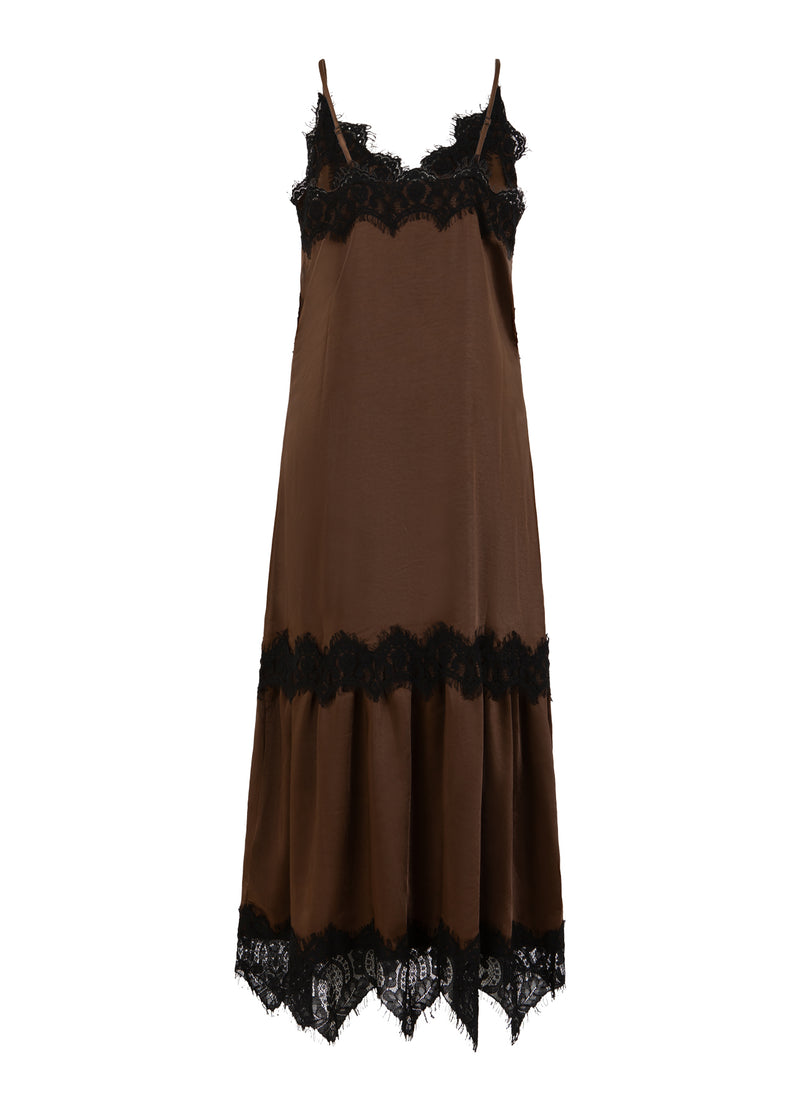 Coster Copenhagen Dress with lace detail Kjole Dark Brown - 335